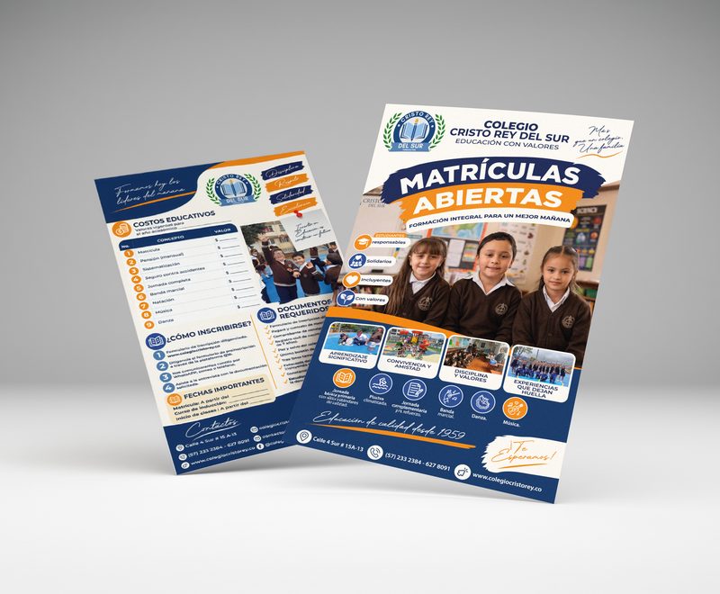 Volante de matrículas para el Colegio Cristo Rey del Sur
